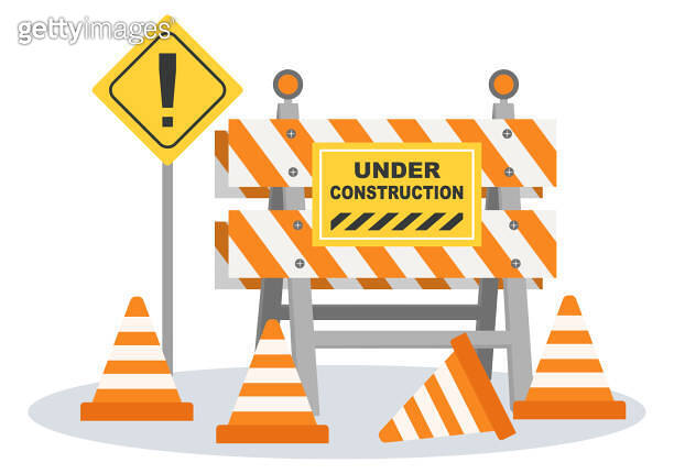 Under Construction With Symbol Worker Hold Stop or Road Sign, Tape ...