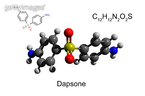 Chemical formula, structural formula and 3D ball-and-stick model of an ...