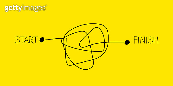 Start and end symbol. Beginning and finish concept with tangled line ...