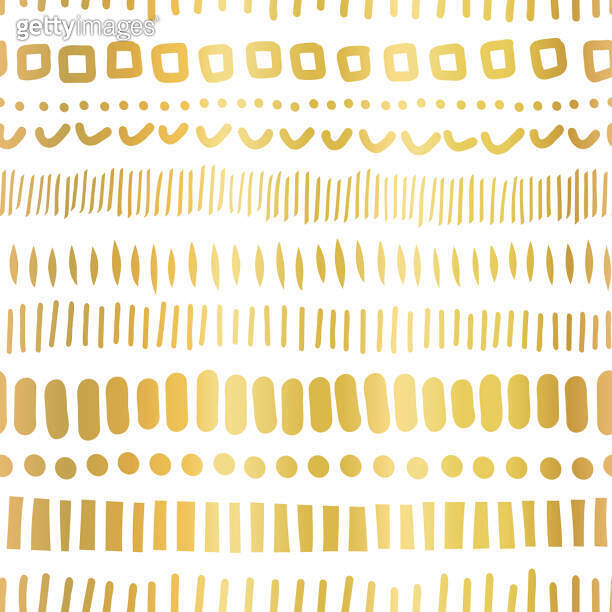 Gold foil doodle stripes pattern seamless vector repeat. Metallic ...