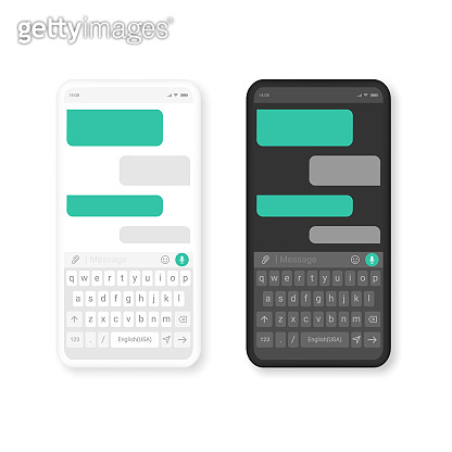 Design of a mobile application chat dialog box template. UI UX elements ... image.