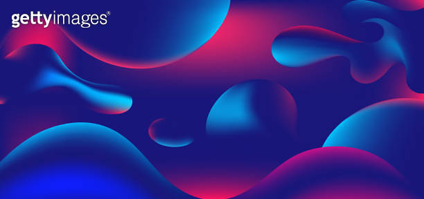 Abstract blue and pink gradient fluid shape flowing on blue background ...
