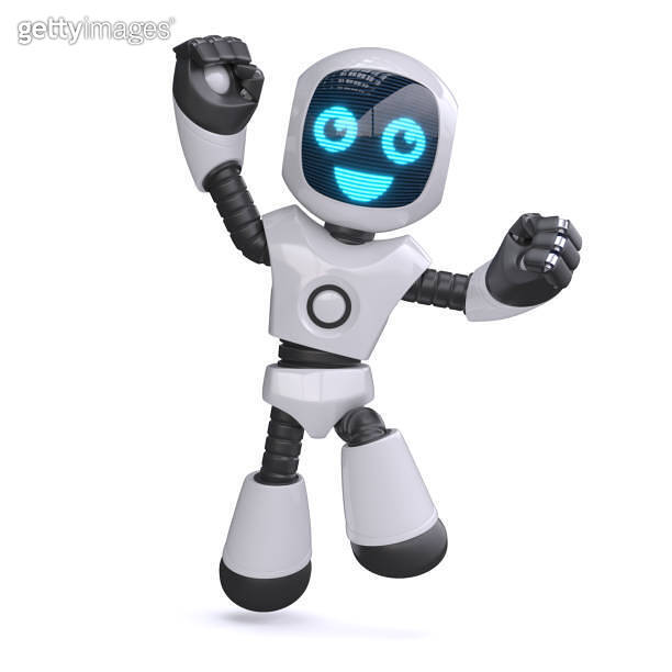 Little robot jumping and cheering, 3d rendering 이미지 (1319190851) - 게티이미지뱅크