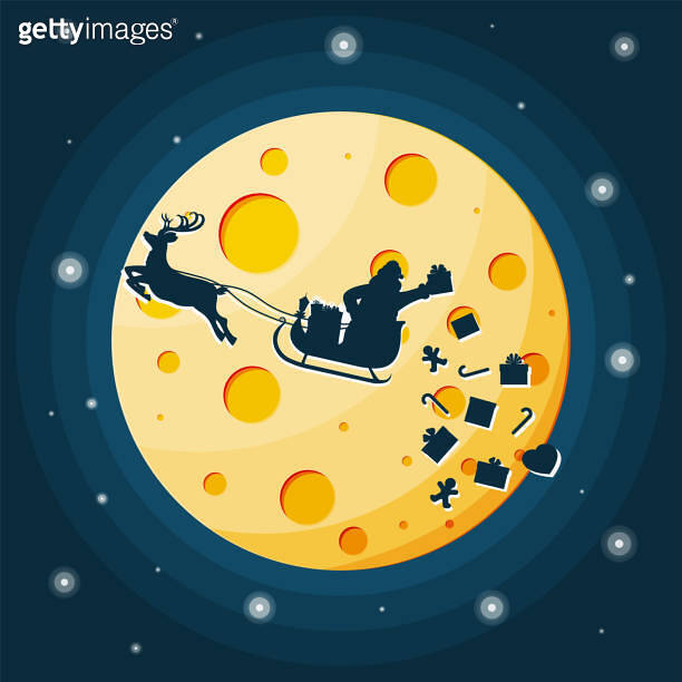 Santa claus on sleigh full of gifts and reindeer (1340897140) 일러스트, 무료 ...