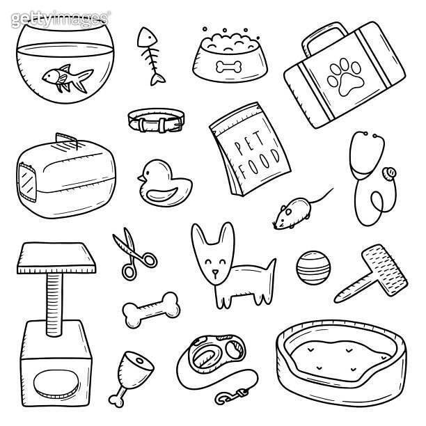 Hand Drawn Doodle Style Illustration With Veterinary And Pet Shop hand-drawn-doodle-style-illustration-with-veterinary-and-pet-shop