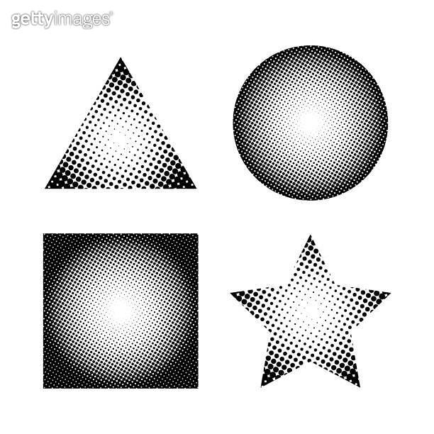 Vector illustration with four different halftone patterns. As in real ...
