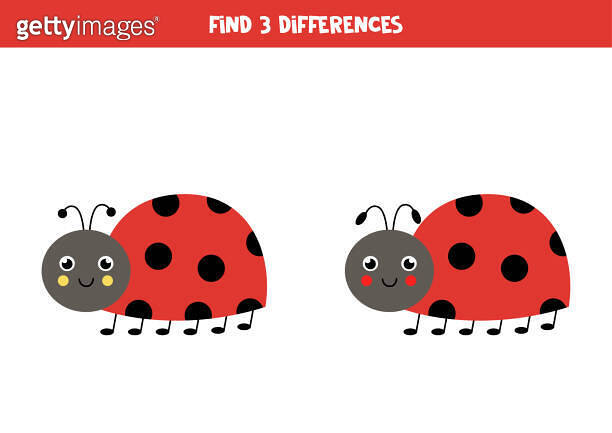 Find three differences between two cute ladybugs. 이미지 (1348239699) - 게티 ...