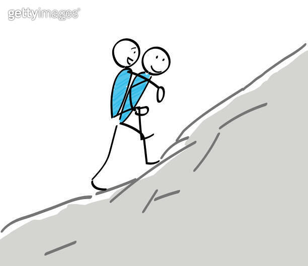 Stickman climbing with a piggyback ride 이미지 (1317772435) - 게티이미지뱅크