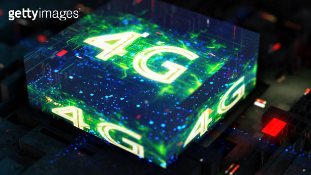 4G background inside digital processor (1344312843) - 게티이미지뱅크