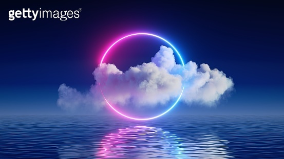 3d render, abstract background with white cloud levitates inside the ...
