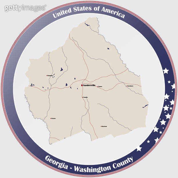 Map of Washington County in Georgia 이미지 (1314516282) - 게티이미지뱅크