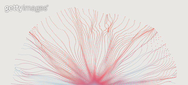 Array with dynamic particles. 3D technology style. Abstract background ...
