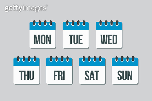Vector set icon page calendar, days of the week 이미지 (1335775224) - 게티이미지뱅크
