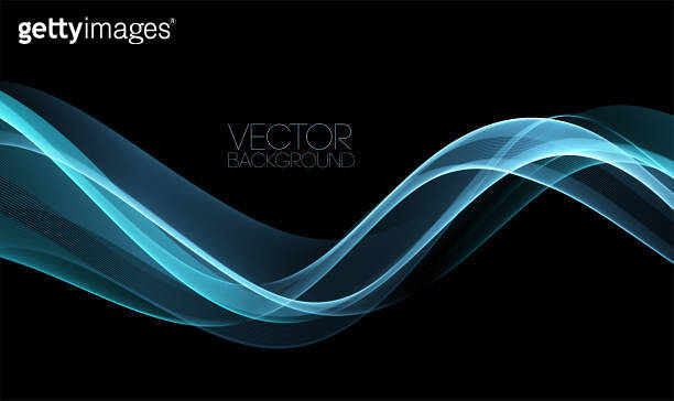Vector Abstract shiny color blue wave design element on dark background ...