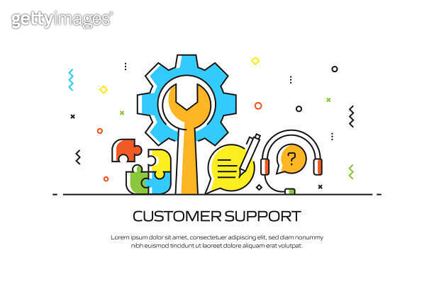 Customer Support Related Modern Line Style Vector Illustration 이미지 ...
