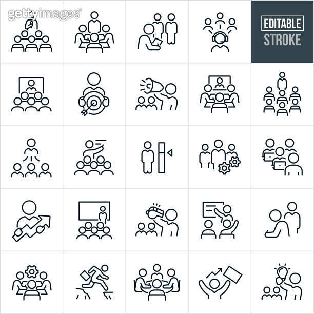 Business Training Thin Line Icons - Editable Stroke 이미지 (1360037672 ...