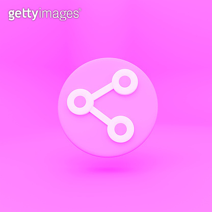 Icon pink share cartoon style. 3d rendering, interface ui ux element ...
