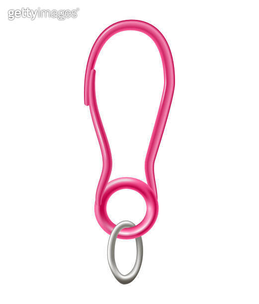 Carabiner clasp. Metal carabine for climbing rope link. Snap hook for