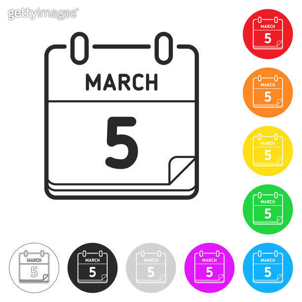 March 5. Flat icons on buttons in different colors 이미지 (1339012173 ...