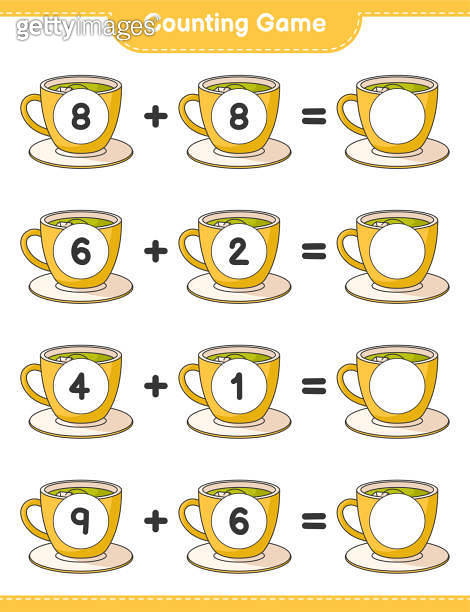 Counting game, count the number of Tea Cup and write the result ...
