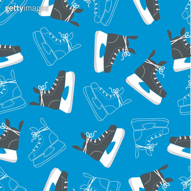 Ice Skating Pattern Background Men’s Ice skates. Outline seamless pattern. Background. Ice skating ...