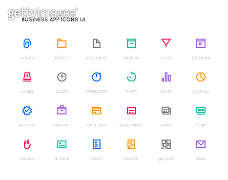 Business User Interface (UI) Vector Icon Set. High Quality Minimal ...