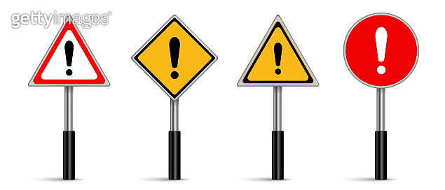 Attention warning road sign, Hazard warning symbol 이미지 (1385663924 ...