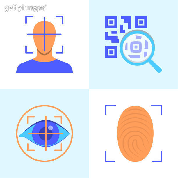 Biometric scan icon set in flat style 이미지 (1391556589) - 게티이미지뱅크