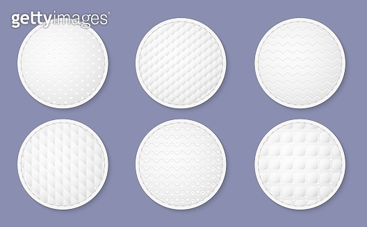 Cosmetic cotton pads texture. Realistic round white discs, hygiene and ...