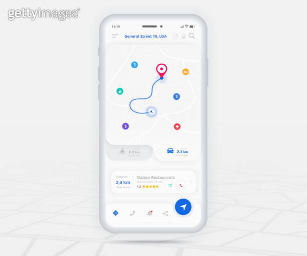 Map GPS navigation app ux ui concept, Mobile map application ...