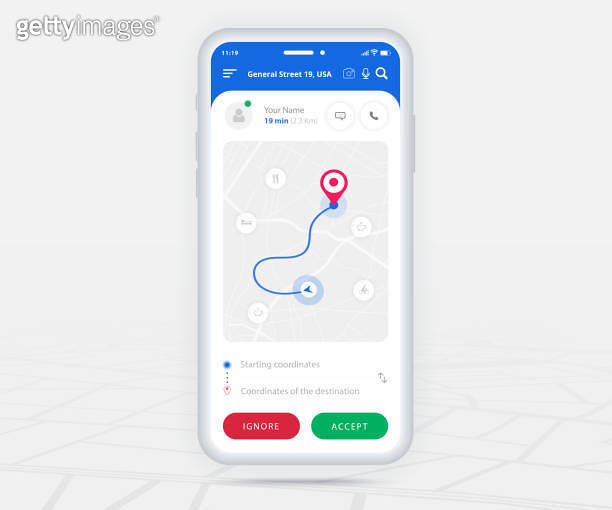 Map GPS navigation ux ui concept, Smartphone map application and ...