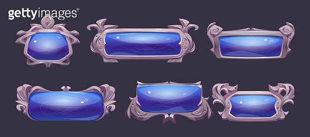 Fantasy buttons with silver frames for rpg game (1402586193) - 게티이미지뱅크