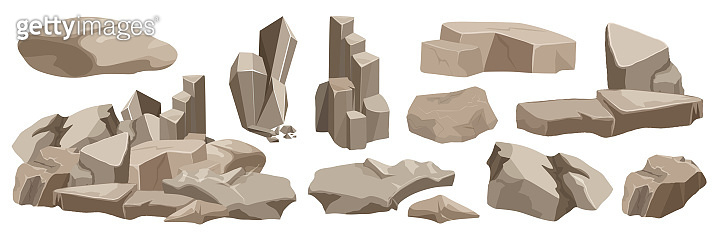 Block Shaped Rocks Rocks and stones set, piles of natural boulders, small and big granite ...