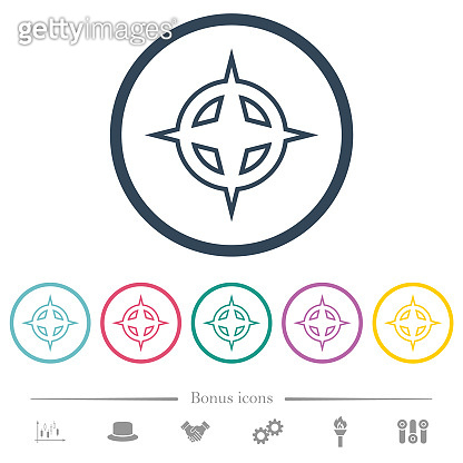 Map directions outline flat color icons in round outlines 이미지 ...