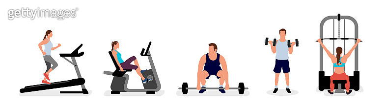Working Out Vector Image People working out at the gym. Vector illustration set. (1425741988 ...