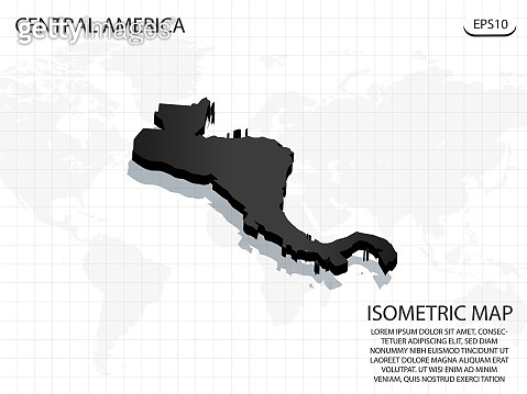 3D Map black of Central america - 1442394786