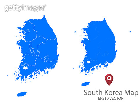 Couple Set Map,Blue Map of South Korea,Vector EPS10 이미지 (1437713264 ...
