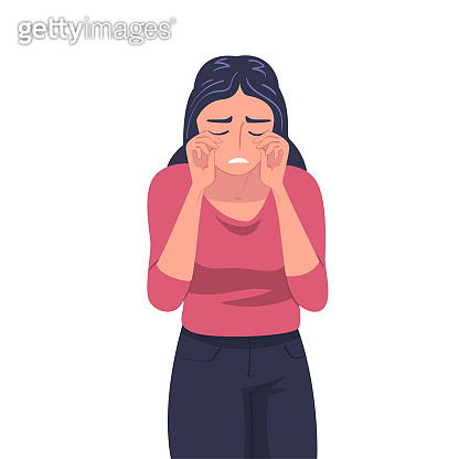 Crying Woman Character Weeping and Sobbing from Sorrow and Grief ...
