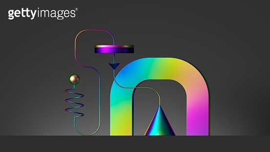 3d render, abstract modern minimal background with colorful iridescent ...
