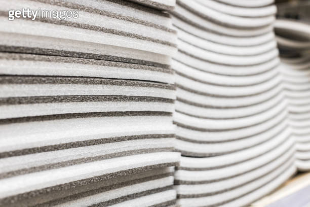 Foam Stack Insulation sheets in a stack of foam rubber for construction and repair ...