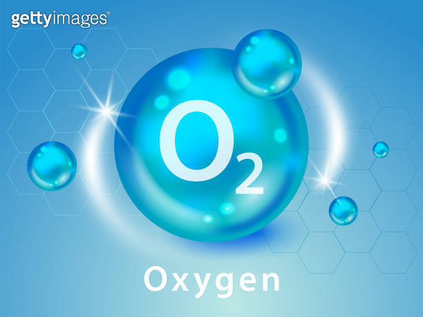 Oxygen O2 molecule models blue background vector illustration. oxygen ...
