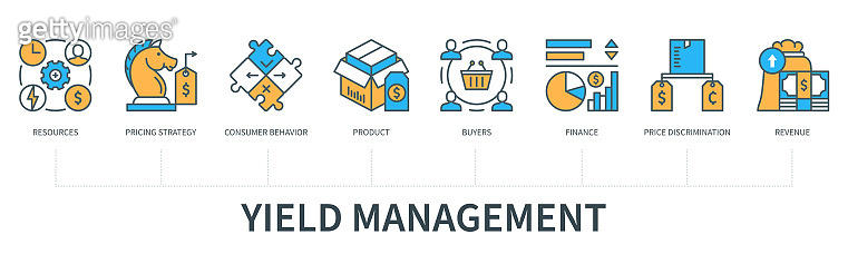 Yield management concept with icons in minimal flat line style ...