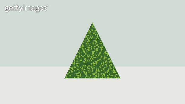 Abstract Christmas Tree Made out of Green Triangles with Pastel Blue ...