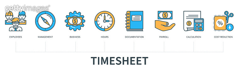 Timesheet vector infographic in minimal flat line style 이미지 (1403030854 ...