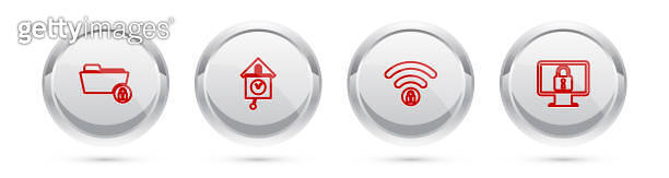 Set line Folder and lock, Retro wall watch, Wifi locked and Lock on ...