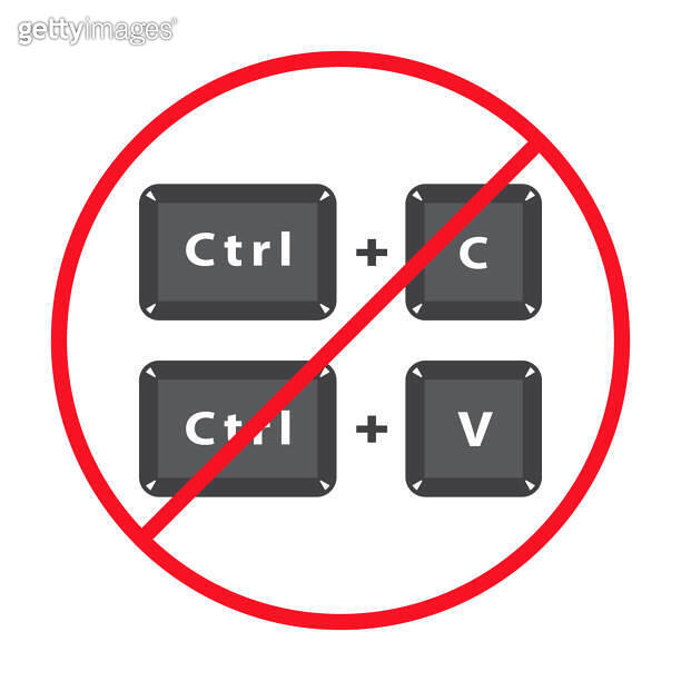 No copy paste caution sign, stop control c and control v. Vector icon ...