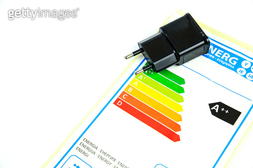 European Union Energy Label next to pin power plug 이미지 (1396448720 ...