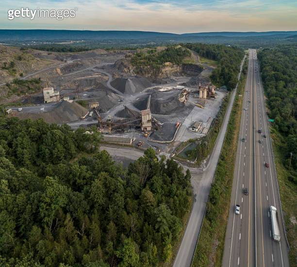 Opencast rock quarry in Poconos, Pennsylvania, in the Appalachian