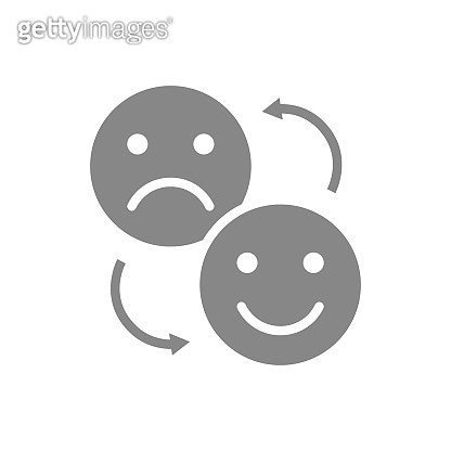 Changing positive and negative emoji gray icon. Exchange of emotions ...