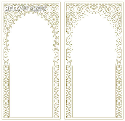 Rectangular frame of the Arabic pattern.Curly frame. (1363743071) - 게티이미지뱅크